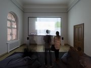 Armin Linke with Giulia Bruno and Giuseppe Ielasi, Palm Oil Islands, 2017. Exhibition view from Disappearing Legacies: The World as Forest at Tieranatomisches Theater of Humboldt-University Berlin.(Foto: Michael Pfisterer) 