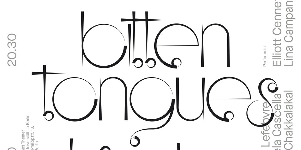Poster "Soundless voices, bitten tongues, haptic hands" by Dominique Hurth, poster design: © Indre Klimaite (Klimaite Klimaite)